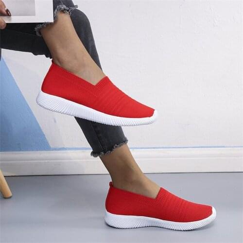 Womens Vulcanized Shoes Mesh Breathable Sneakers Walking Non-slip Ladies Non-slip Comfortable Thick-soled Summer