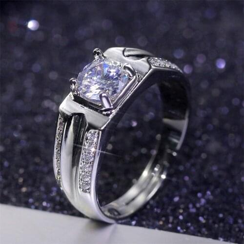 Women Ring Silver Plated Couple Wedding Ring Fashion Simple Four Claws Square Cubic Zirconia Ring Give Girlfriend Birthday Gift