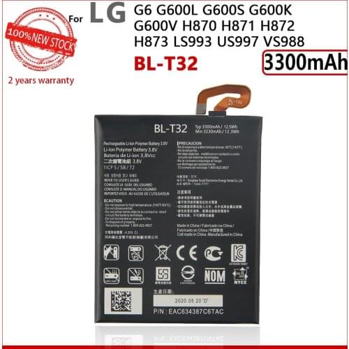 100% Original 3300mAh BL-T32 For LG G6 G600L G600S H870 H871 H872 H873 LS993 US997 VS988 Battery With Tracking number