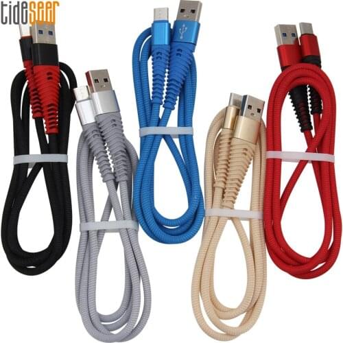 100pcs 1M 3ft Micro Type C 8pin USB Charger Cable Cord for iPhone XR XS Max Samsung Strong Braided Fabric Nylon Braided Adapter