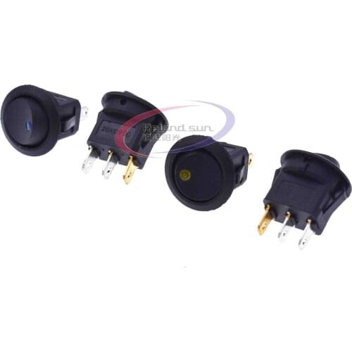 12V LED Dot Light Car Switch Auto Boat Round Rocker 3Pin ON/OFF Toggle SPST Switch 4 Colors Blue Yellow Red Green