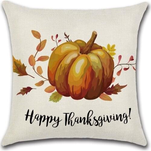 2pcs Happy New Year Pillowcase Pillow cover Happy Fall Thanksgiving Day Soft Linen Pillow Case Cushion Cover Home Decor