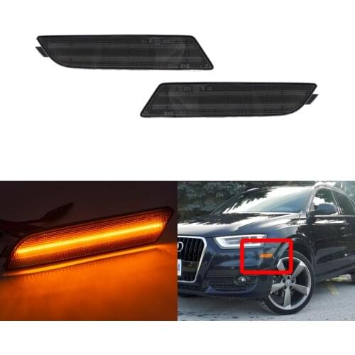 2PCs Smoke Front Amber Led Side Marker Lights Indicator For Audi Q3 2015-Up