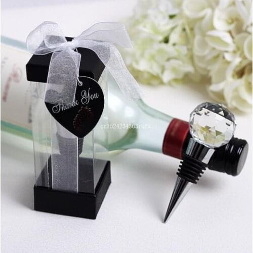 200pcs Bottle Wine Stopper Twist Wedding Favors Gifts Round Crystal Ball Red Wine Collection Stoppers Wholesale