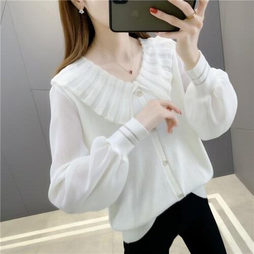 20006 (3 rooms, 2 rows, No.5) real shot Korean version spring V-neck button ice silk long sleeve 55