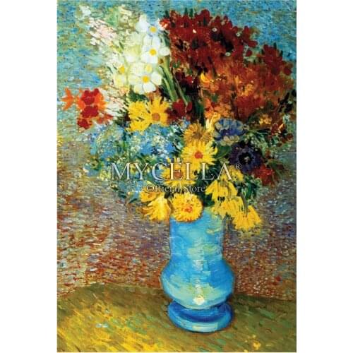 5D DIY Diamond Painting Flowers In Blue Vase Full Diamond Embroidery Van Gogh Art Kits Mosaic Pictures Home Decor Wall Stickers