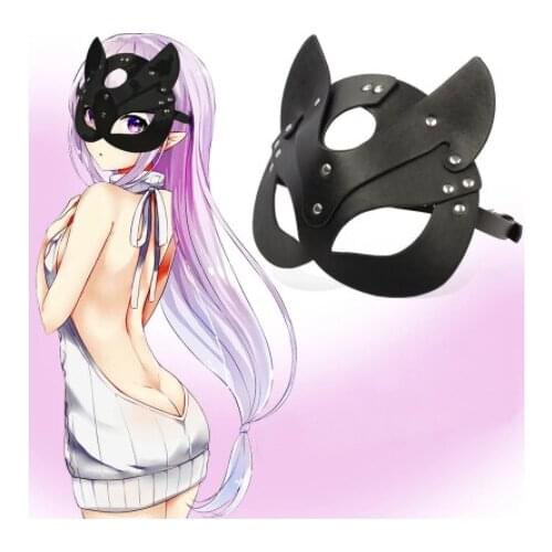 BDSM Sex Toys Fetish Head Mask Whip Bondage Restraints PU Cat For Men Women Party Cosplay Games Halloween Mask Roleplay