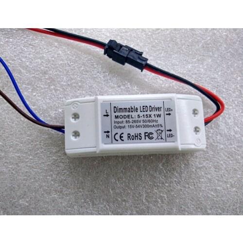 Free shipping 50pcs/lot 5~15W dimmable LED power driver , input 110V / 220V output DC15V~54V 300MA LED driver