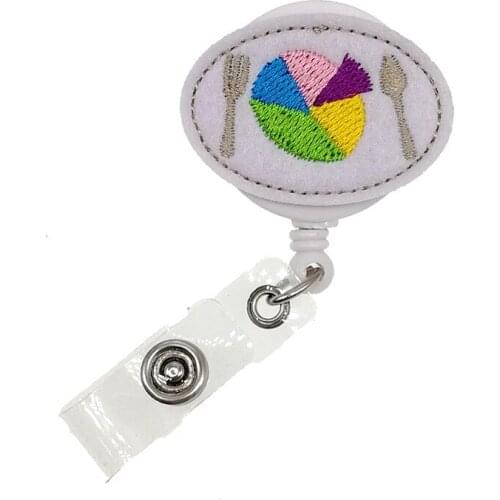 Free Shipping Cute Tableware Food Felt ID Badge Holder Reel