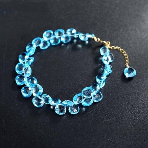 DAIMI G18k gold topaz bracelet natural blue heart-shaped bracelet for girlfriend