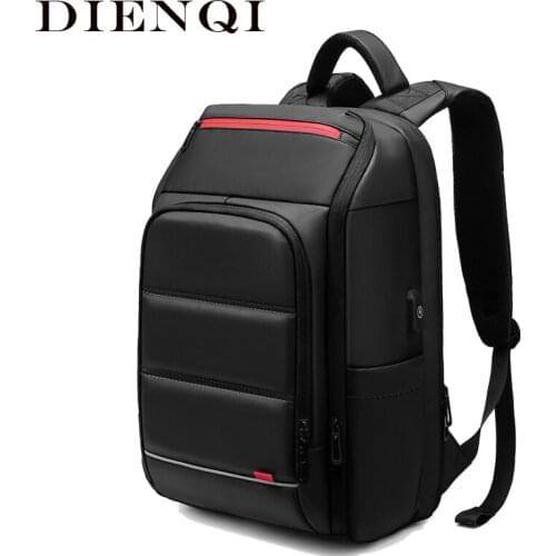 DIENQI Simple High Quality Backpack Computer Anti-theft Traveling Bags For Men Backbag With USB Waterproof Male Bagpack Mochila