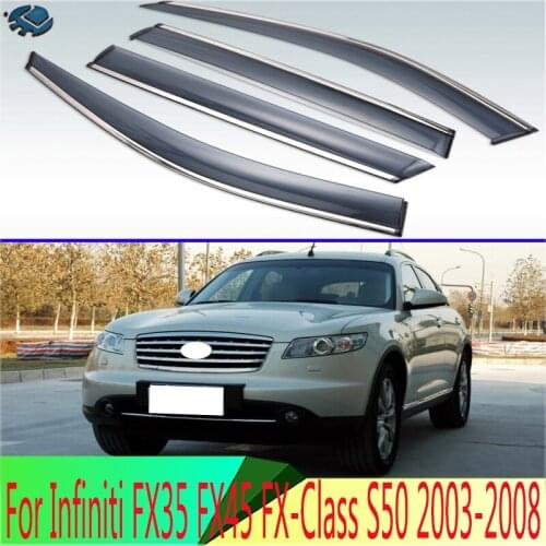 For Infiniti FX35 FX45 FX-Class S50 2003-2008 Plastic Exterior Visor Vent Shades Window Sun Rain Guard Deflector 4pcs