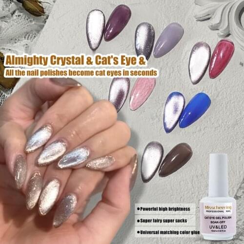 15ml Soak Off Wide Cat Eyes Magnetic Gel Polish Bright Silver UV Gel Nail Polish Enamel Lacquer Glitter Shiny Nail Art Varnish