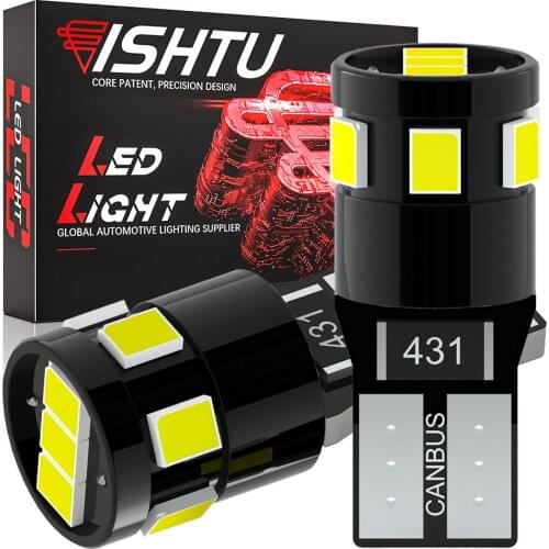 ISHTU 2PCS W5W T10 LED Bulbs 2835 9SMD 12V Canbus 194 168 WY5W Car Interior Dome Reading License Plate Light Auto Signal Lamp