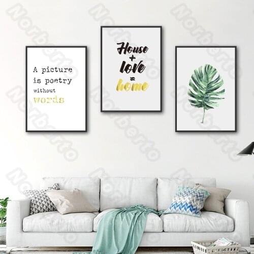 Nordic Style Canvas Painting Poster Bright Green Plants with Letters Eat Sleep Travel Hello Summer for Home Rooms Decoration