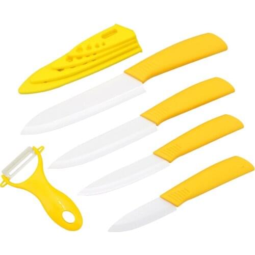 Ceramic Knives, 5-Piece Kitchen Ceramic Knife Set in 5-Colors with Protective Sheaths, Vegetable Peeler & Gift Box Super Sharp