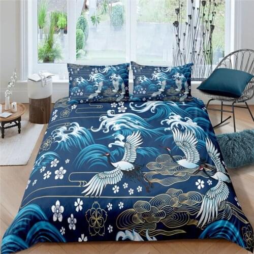 Bedding Sets Luxury 3D Crane Print 2/3Pcs Comfortable Kids Aldult Duvet Cover Pillowcase Home Textile Single/Queen/King Size