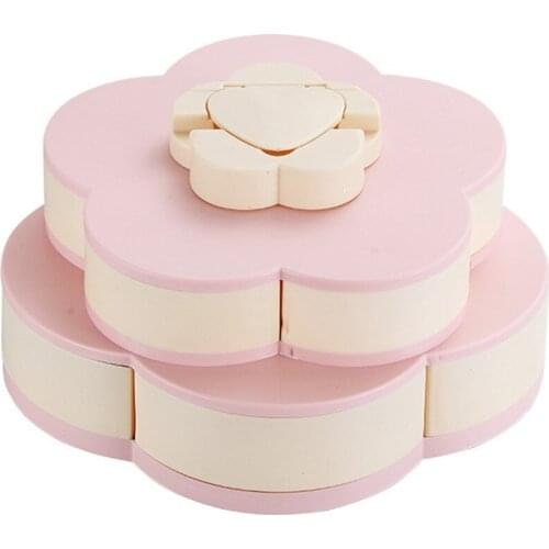 Creative Rotating Petal Candy Box Plastic Snack Tray Case Nut Storage Box Rotation Dried Fruit Plate Wedding Gift Home Organizer