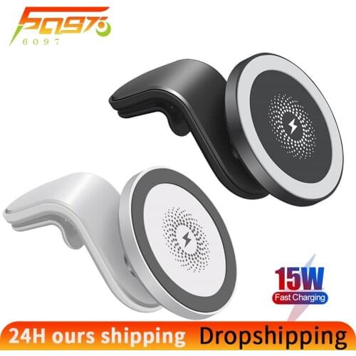 Magnetic Wireless Car Charger for Iphone 12 Mini 12 Pro Fast Chargiing Car Phone Mount Qi Wireless Car Charger Holder 15W