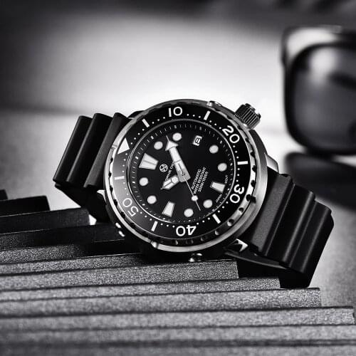 PAGRNE DESIGN Luxurious Sapphire Glass 300M Diving Mechanical Watch 45MM Large Dial Stainless Steel Sports Watch Relogio Masculi