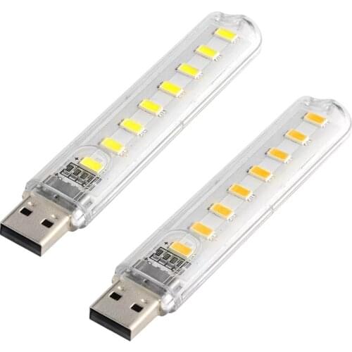 Mini Portable USB LED Book Light Ultra Bright Reading Book Lamp 3000K 7000K Lights For Power Bank PC Laptop Warm/white Light