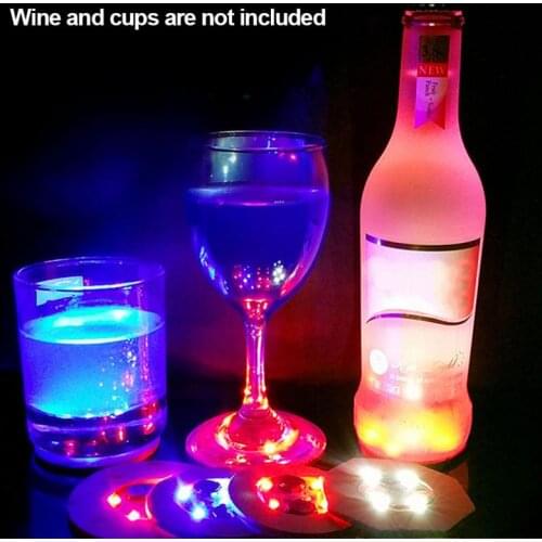 1pc Bottle Stickers Coasters Lights Battery Powered LED Party Drink Cup Mat Christmas Vase New Year Halloween Decoration Lights