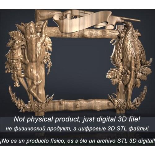 Hunting frame 3d relief STL format model used for cnc artcam router engraving carving design file