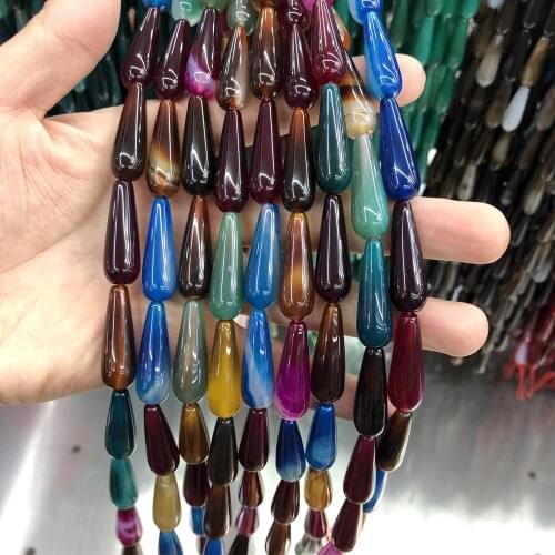 Wholesale Dark Multi Agat e Carnelian Drop Beads 10x30mm Round Drop Beads,Gem Stone Jewelry Loose Beads 2strings of 15"