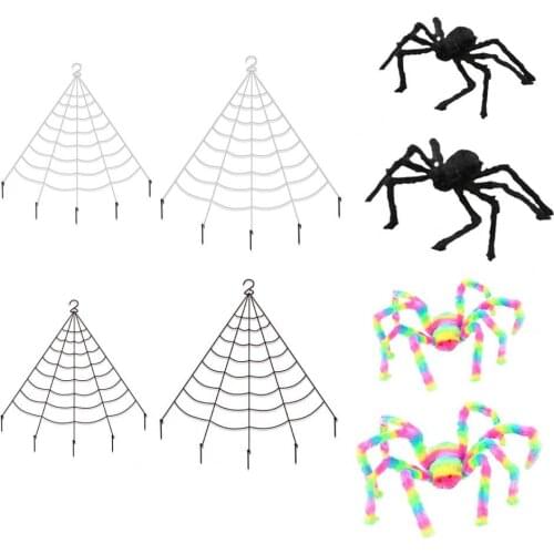 Spider Web Thick Weaving Decorative Lint Halloween Spider Toy Ornaments for Outside