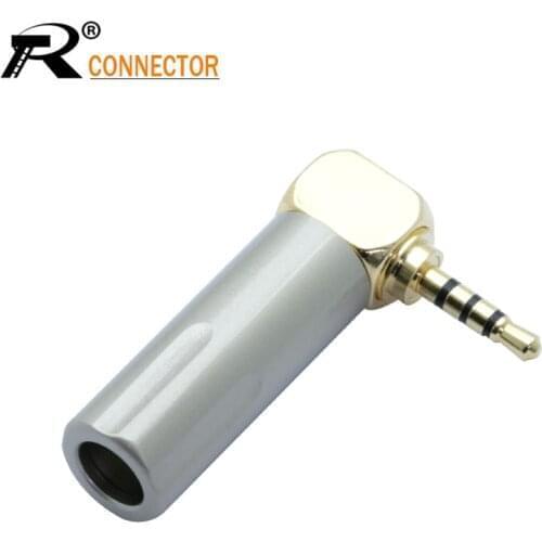 1pc Wire Connector 2.5mm Jack Gold-plated 4pole Right Angle Grass Pattern High Quality Earphone DIY Plug Fix Cable Up to 6mm