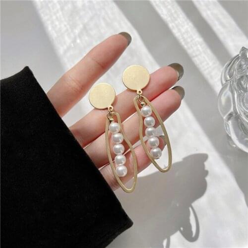 Luxury Statement Long Earrings Female Irregular Pearl Tassel Hypoallergenic Silver Earrings 2021 Trend Womens Fashion Jewelry