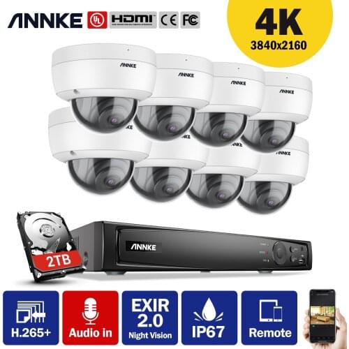 ANNKE 8CH 4K Ultra HD POE Network Video Security System 8MP H.265+ NVR With 8pcs 8MP Weatherproof IP Camera CCTV Security Kit