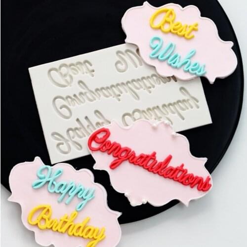 Best Wishes Happy Bithday Silicone Fondant Mold Cake Decorating Tools Chocolate Gumpaste Mold