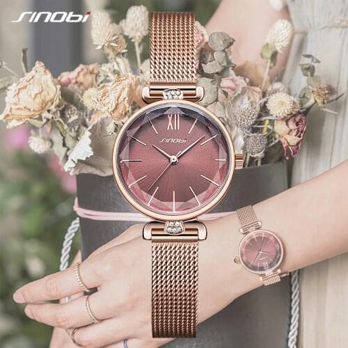 SINOBI Luxury Women Quartz Watches 6.5MM ultra-thin Waterproof Dial Wristwatches For Montre Femme 2021 Female Bracelet Watch