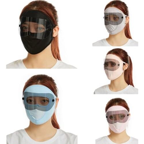 Windproof Full Face Ice Silk Mask Stretchy Eye Protection Breathable Washable Multifunctional Mask for Outdoor Sport