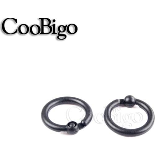 10pcs Loose Leaf Book Binder Hinge Snap O Ring Safety Locking Keychain Black Plastic DIY Craft Parts
