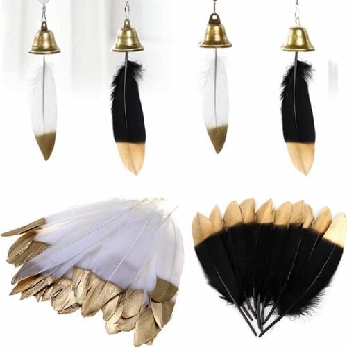 10Pcs/Lot Wedding Party Gold Feathers Plume for Craft DIY Natural Colored Dipped Golden Goose Feather Home Christmas Decoration