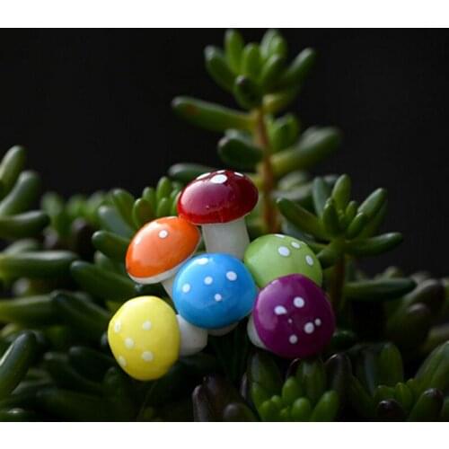 10pcs Colorful Mushroom Garden Ornament Miniature Plant Pots Fairy DIY Dollhouse