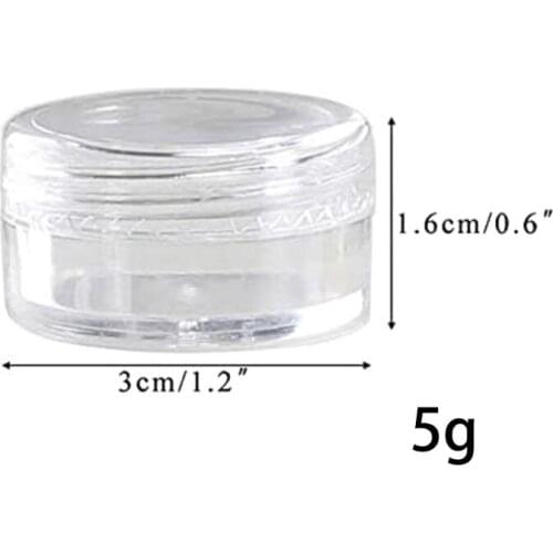 2021 New 100pcs/set 5g Round Bottom Cream Jar Transparent Eye Cream Refillable Dispenser