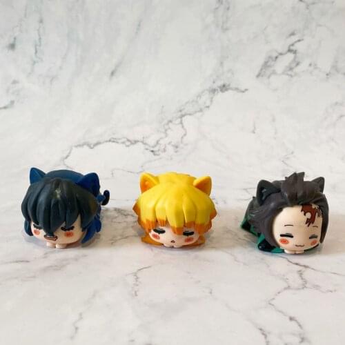 3pcs/set Demon Slayer Figure Kawaii Q Version Kimetsu No Yaiba Action Figurine Tanjiro Mini 4cm Collocation PVC Model Doll Toys