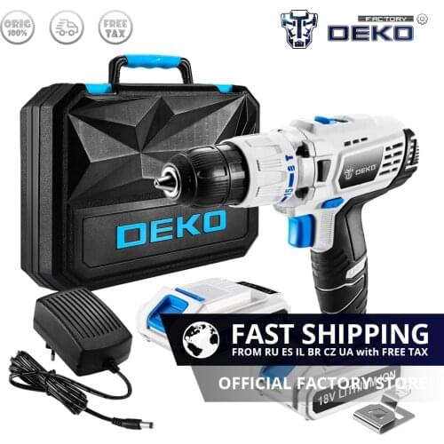 Factory Outlet DEKO GCD18DU3 18V Impact Cordless Drill Lithium Battery 50N.m Electric Screwdriver DC Handheld Mini Power Driver