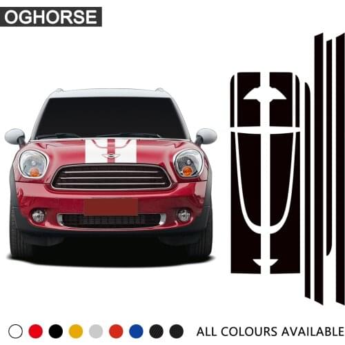 Car Styling Side Racing Stripes Hood Rear Engine Cover Trunk Body Kit Decal Sticker for BMW MINI Cooper Countryman R60 2013-2016