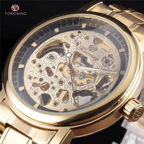 Forsining Watch Men Fashion Relogio Masculino Hand Wind Mechanical Gold Skeleton Vintage Watch 2018 Mens Watch Top Brand Luxury