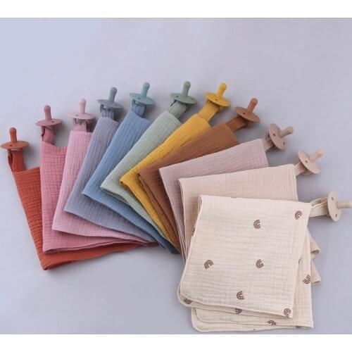 Baby Bibs Solid Food Saliva Towel Pacifier Sets Newborn Burp Cloth Handkerchief Apron Drool Baby BPA Free Nipple Shower Gift