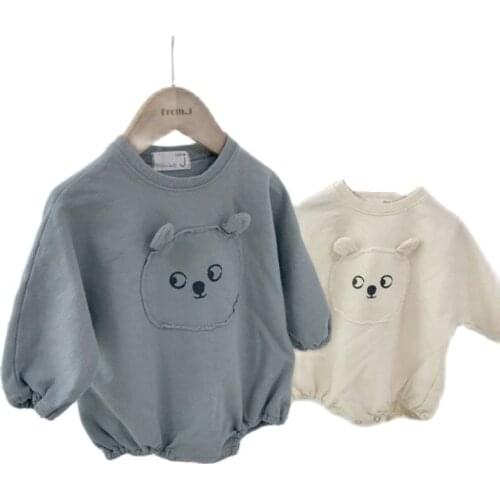 Baby Cute Bear Loose Baby Bodysuit Crawling Clothes Sweater Spring and Autumn Men Treasure Animal One-Piece Suit