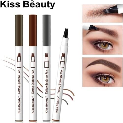 Kiss Beauty 4 Fork Tip Eyebrow Pencil Waterproof Smudge-proof Durable eyebrow Pen Cosmetics Microblading pen KB007&KB026