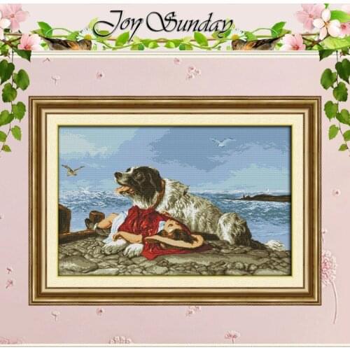 Guard dog girl Painting Counted Cross Stitch 11CT 14CT Cross Stitch Set Wholesale animals Cross-stitch Kit Embroidery Needlework