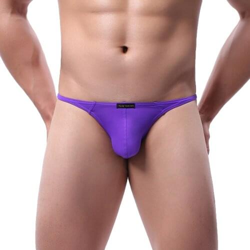 Mens Underwear Sexy Gay Lingerie G-strings Smooth Briefs Underpants Bikini Breathable Thongs Underpants Men Low Waist Panties