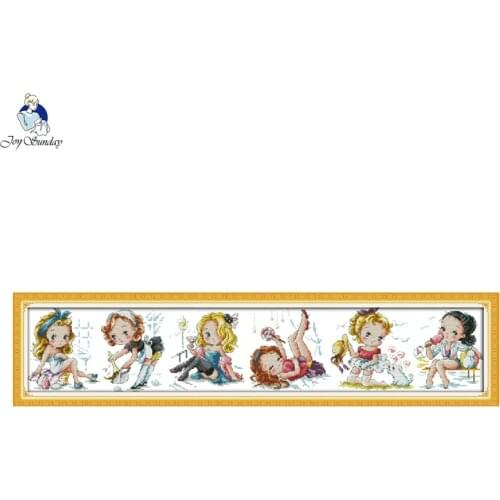 Joy Sunday The Hundred Changes Girl Cross Stitch Painting Sets for Embroidery Kits Wall Home Decoration DIY Needlework Crafts