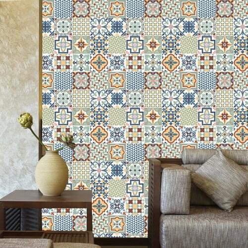 Morocco Style Simulation TileTransfers Wall Sticker For Kitchen Stairs Floor Vinyl Home Decoration Self-adhesive Art Wall Paster
